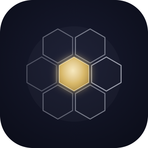 The Jeeves icon: a gold hexagon glowing on a navy ground